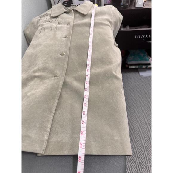 Terry Lewis Sage All Leather Floral Embroidery    suede Jacket and skirt 1X - Picture 16 of 16